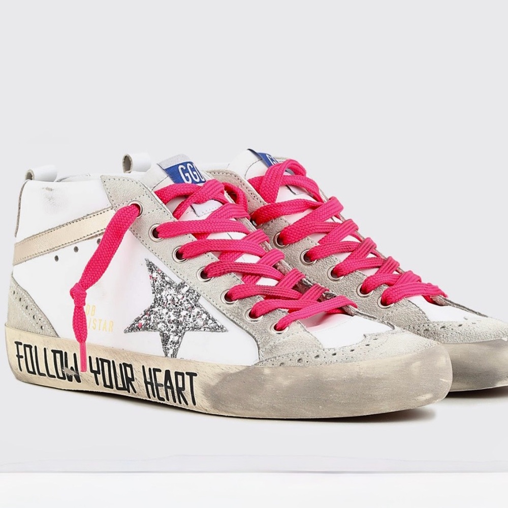 Golden Goose Midstar Follow Your Heart Glitter Star sneakers 8 dust bag extras